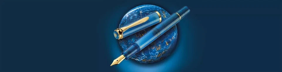 Caneta-tinteiro Pelikan Classic M200 Golden Lapis 24K nova na caixa EF nova na caixa extra fina nova na caixa - Imagem 2 de 4