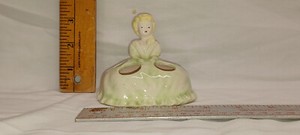 1950's Ceramic Southern Belle Vanity Lipstick Holder,  White & Blonde