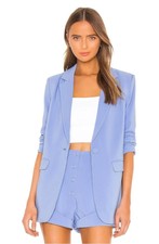 Nwt Camila Coelho Blue Satin Arielle Long Line Blazer Size Large