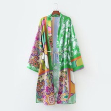 Patchwork Print Kimono Paisley Green Large