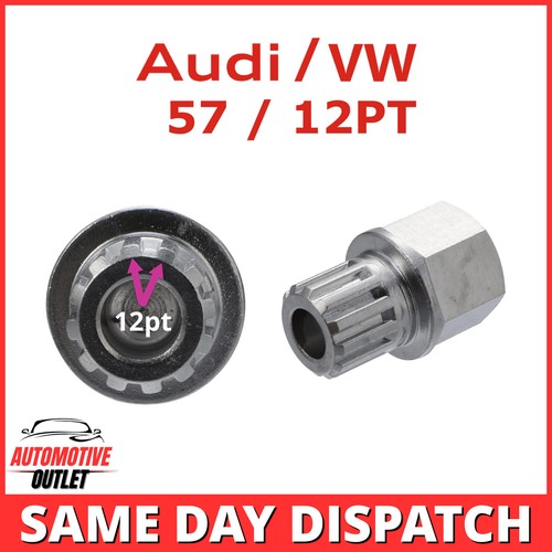 LOCKING WHEEL NUT SECURITY KEY 57 / 12PT SPLINE RIBS FOR AUDI SEAT SKODA VW