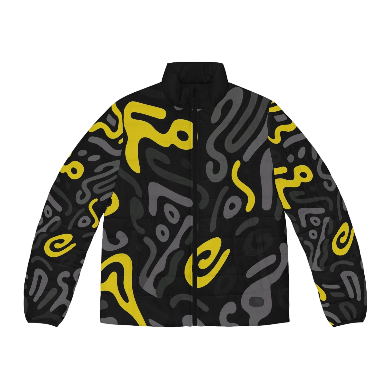 Bold Pattern Men's Puffer Jacket - Stylish and Warm Outerwear