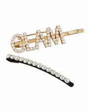 NWT Bari Lynn Girl's Glam Word Pearlescent Bobby Pin Matching Bobby Pin Set