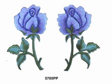  5705PP Lot 2Pcs /Pair Purple Rose Flower Embroidery Iron On Appliqu  Patch