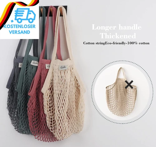 Ilauke 5 Piece Shopping Bag Mesh Reusable Shopping Bag Mesh Cotton- - Bild 5 von 10