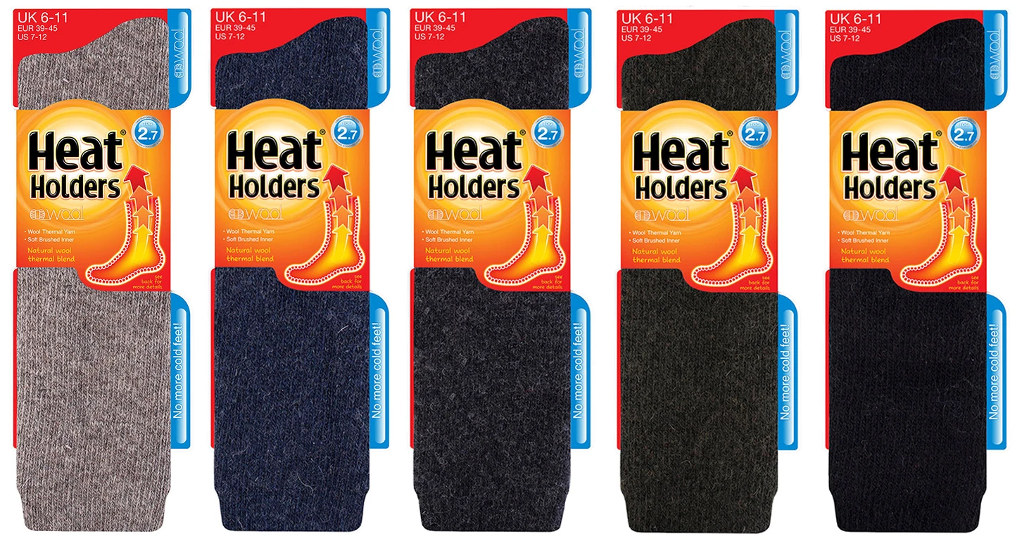 Heat Holders - Mens LONG Wool 2.7 TOG Knee High Thick Winter Warm Thermal Socks