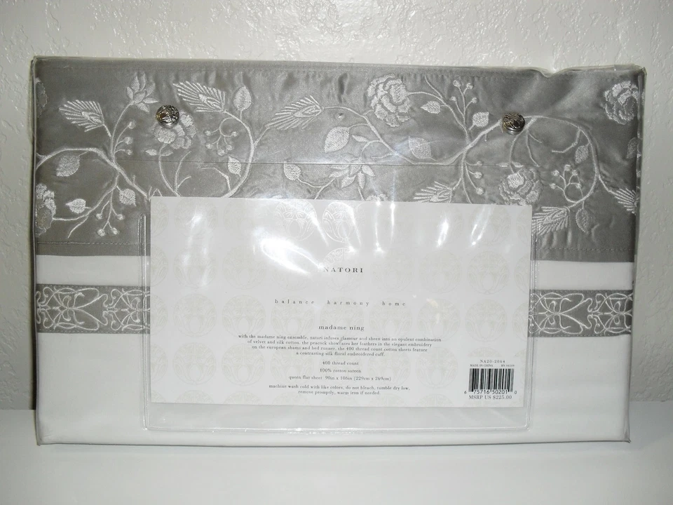 SÁBANA PLANA NATORI MADAME NING GRIS BORDADA REINA Foto 3 de 3