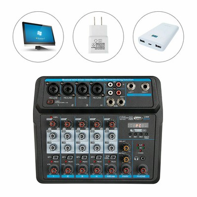 Bluetooth 6 Channel Mixer USB Input Mic-Line Professional Audio Mixing Console