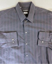 DOLCE & GABBANA Black Pink Striped Cotton Dress Shirt 16x36.25