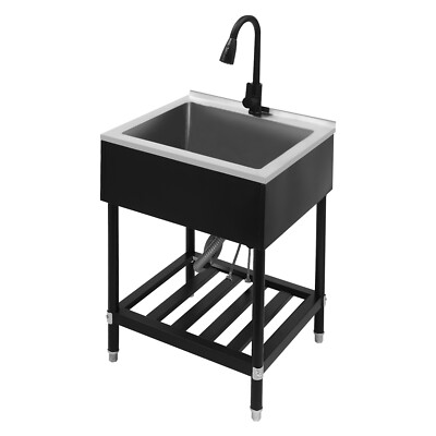 Single Bowl Stainless Steel Freestanding Utility Sink for Garage Laundry Room
