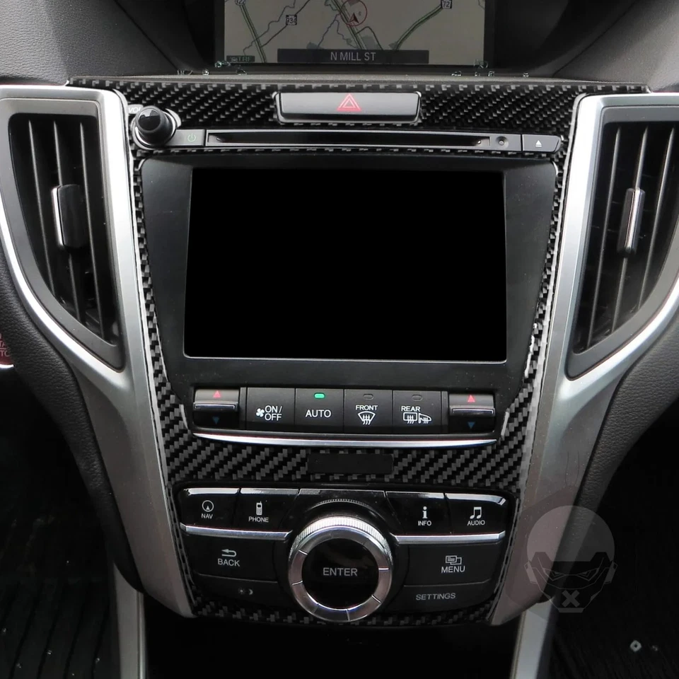 Cubierta de panel de CD de CA de consola central de fibra de carbono real para Acura TLX 2015-2020 Foto 3 de 4