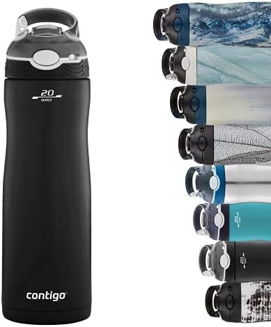 Contigo Ashland Chill AUTOSPOUT Vacuum-Insulated Water Bottle, 590 Ml (Matt Black