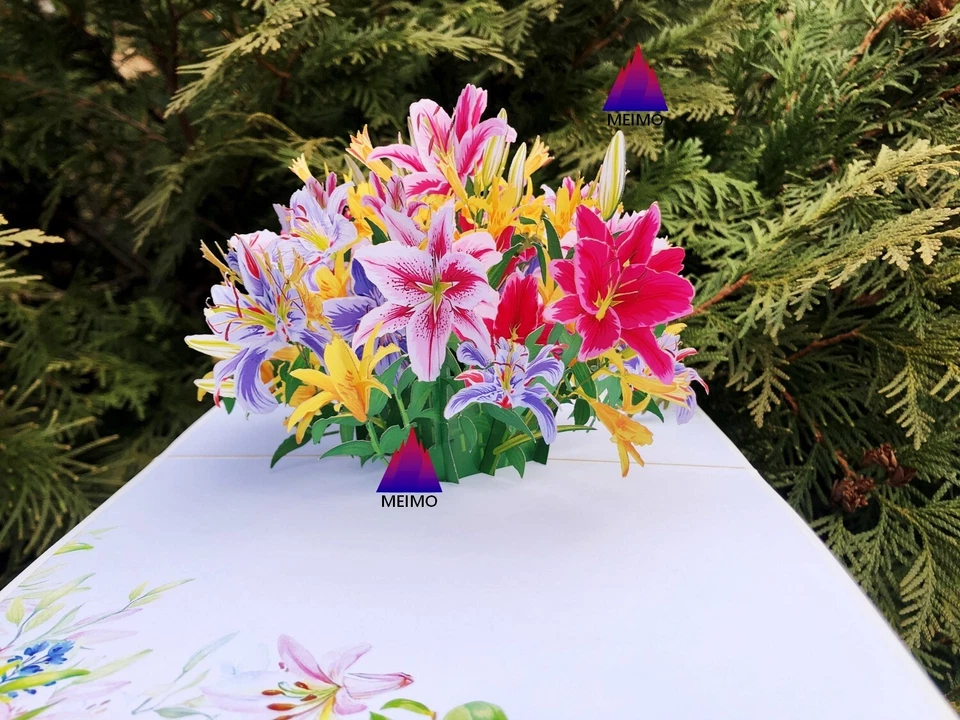 3D всплывающая поздравительная открытка цветок цветочный день рождения мать любовь юбилей природа - Изображение 4 из 4