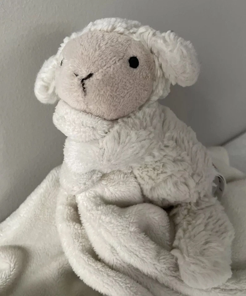 Manta de seguridad de felpa suave blanca chupete cordero tímido Jellycat Lovey ¡BONITA!! Foto 2 de 4