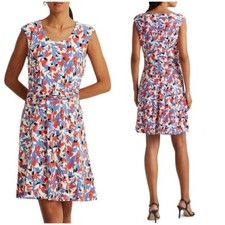 NWT Lauren Ralph Lauren Floral Printed Jersey Fit Flare Dress Twist Waist Sz 2