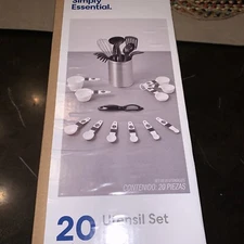 NEW Simply Essential  20-Piece Dinnerware Set in Black Check