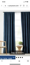 The Company Store Velvet Curtains Blue Kensington Panel 96" Long Blackout Lined