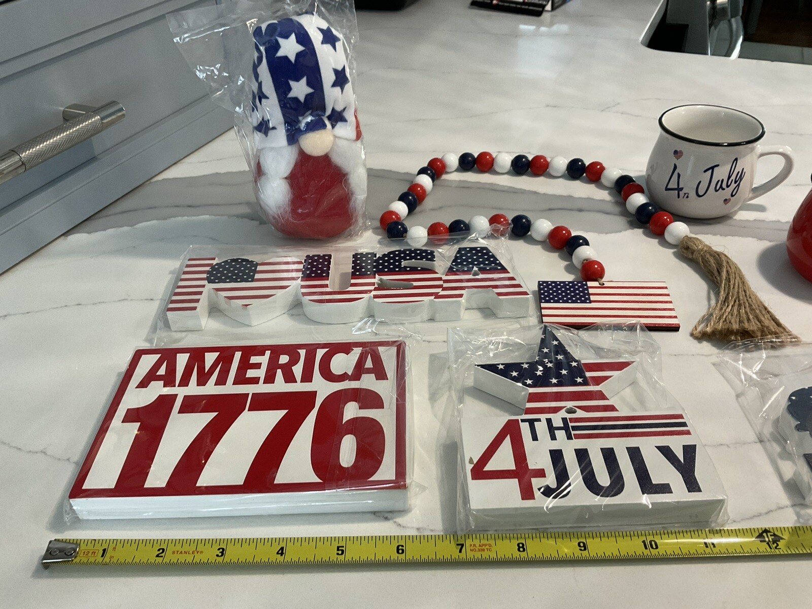 как выглядит 8 Pcs Wooden Table Decor 4th of July Table Centerpiece Sign Indepen фото