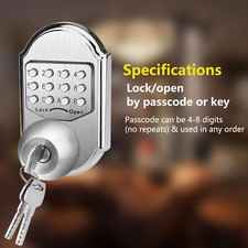 Keyless Entry Door Lock Deadbolt Keypad Mecha...