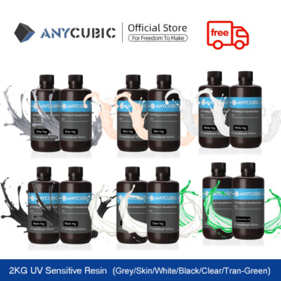 2KG ANYCUBIC UV Harz Photopolymer UV Resin 405nm für LCD 3D Drucker Grau Weiß
