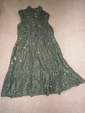 Weissman dance costume child large LC Forest Green leotard Skirt rhinestones