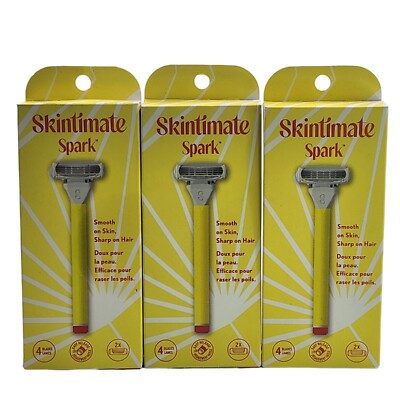 3x Skintimate Spark Razor 4-Blade Cartridges, Aloe Vitamin E Conditioning Strip
