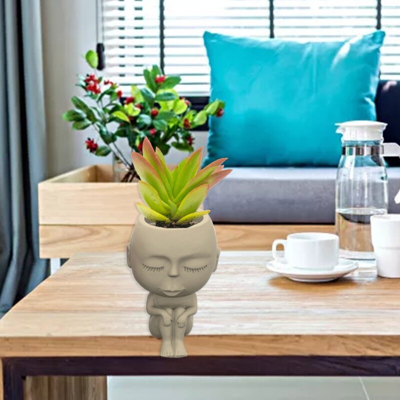Silicone Face Flower Pot Mold DIY Succulent Planter Pot Mold Gypsum
