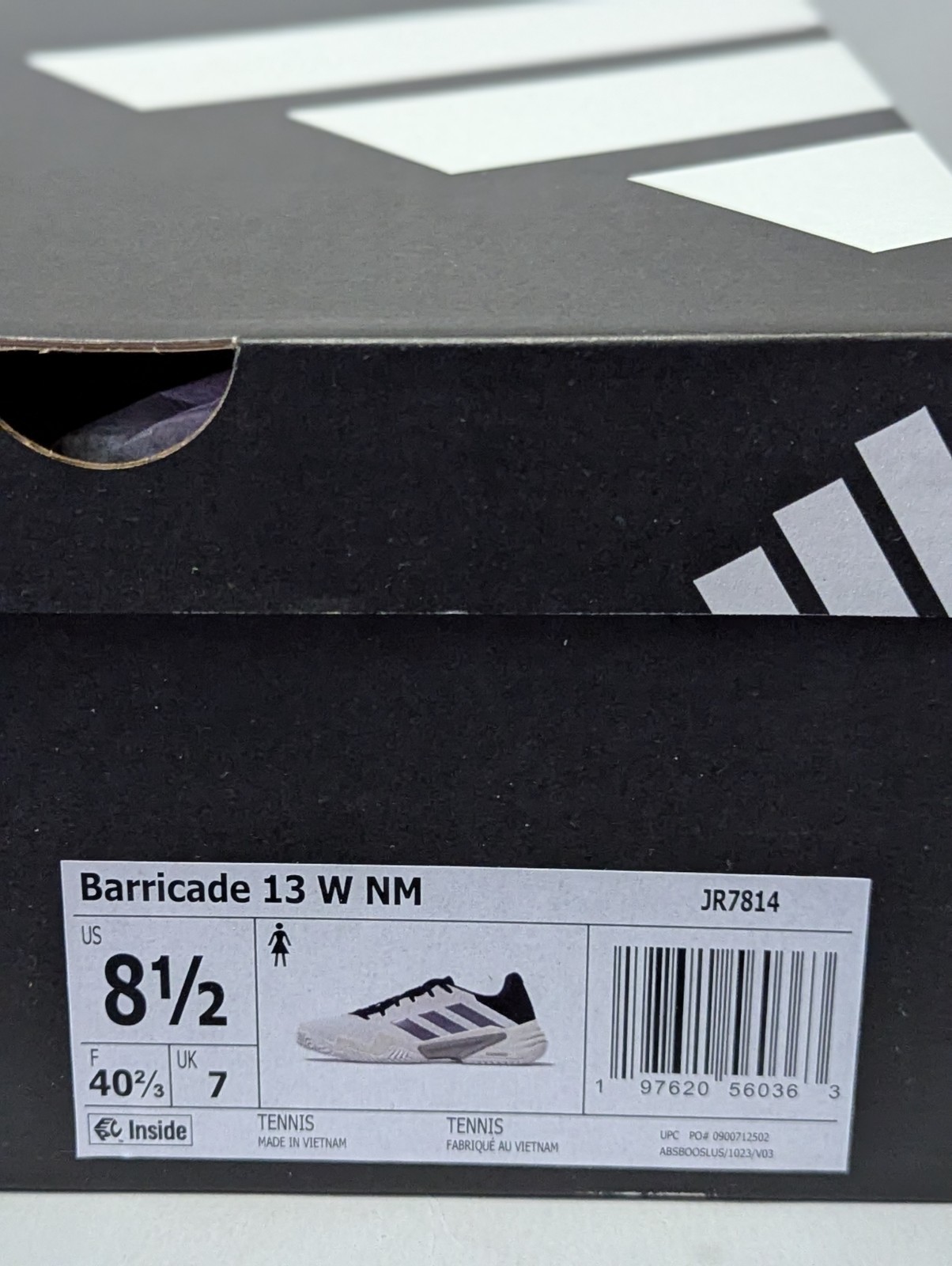 adidas Barricade 13 Tennis Shoes Womens 8.5 JR7814 White Plum thumbnail 5