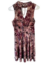 Womens Floral Velvet Dress Size S