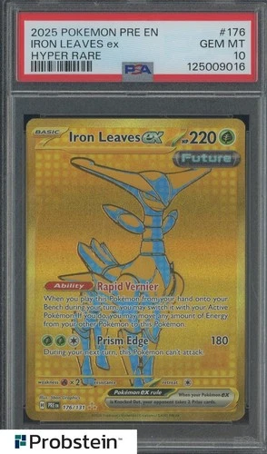 2025 Pokemon Prismatic Evolutions Hyper Rare #176/175 Iron Leaves ex PSA 10