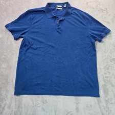 Calvin Klein Liquid Touch Polo Shirt Mens XL Blue Cotton Short Sleeve Casual