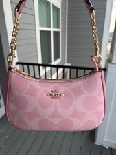 NWT Coach Teri Shoulder Bag In Signature Canvas Powder Pink CAL51