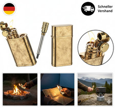 VVAY Vintage Messing Benzinfeuerzeug, Retro Petroleumfeuerzeug Mit Streichholz 