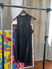 Love Fire Womens Shift Dress Size Medium Black Lace over Nude Liner Sleeveless