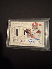 JOHNNY MANZIEL 2014 NATIONAL TREASURES ROOKIE NFL GEAR DUAL JERSEY AUTO RC /49