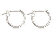 14K White Gold Hoop Earrings Plain 11.5 x 1.25mm Small Hoops Great for Girls