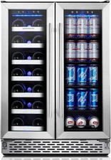 Wine and Beverage Refrigerator, 24’’ Wine Cooler- 20 Bottles&78 Cans, Built-In/F