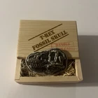 T-Rex Fossil Skull 3 ounce oz .999 Fine Silver Dinosaur with Wooden Display Box