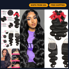 Body Wave Human Hair 4x4 Closure, 18 20 22 Inch Bundles, Brazilian Virgin Hair