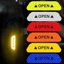 4 Pcs Car Door Reflective Sticker Set For Safety Night Visibility Universal