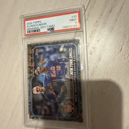 2024 Topps Mets Heavy Hitters Share a Laugh Memorial Day Camo #/25 PSA 9