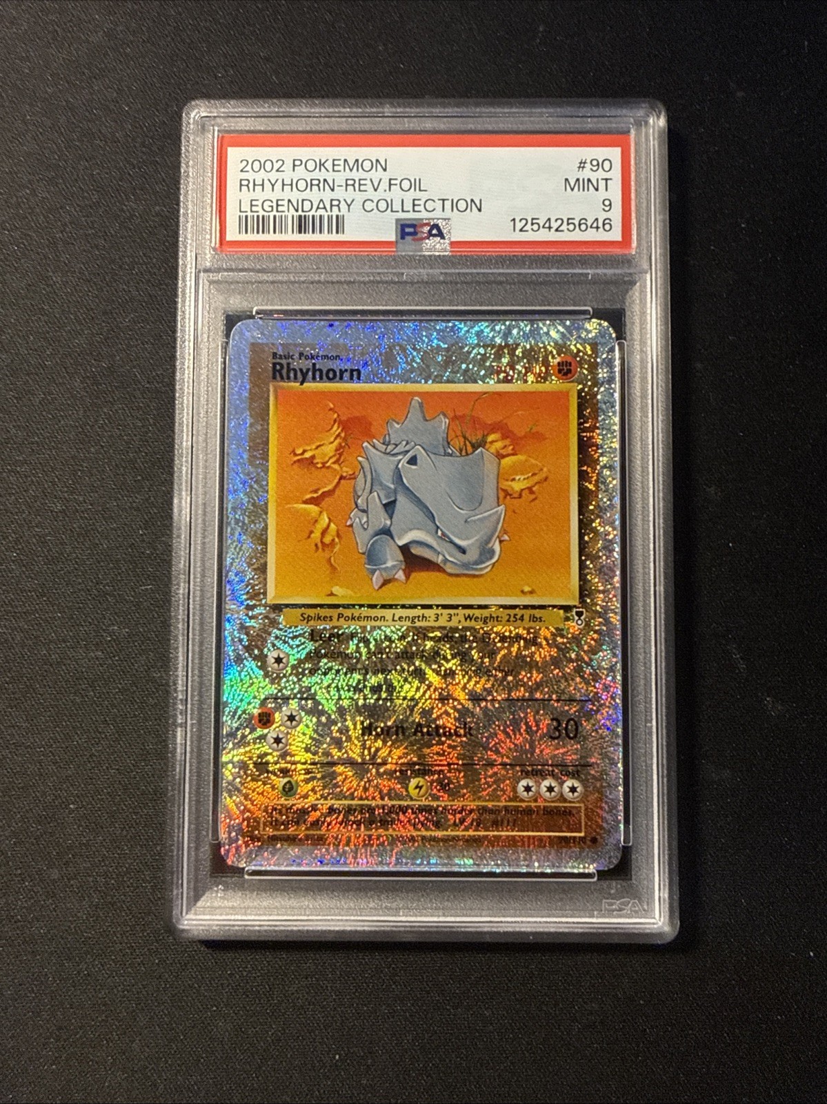 2002 Pokemon Legendary Collection Rhyhorn Reverse Holo #90 Psa9