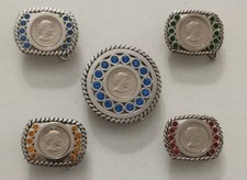 5 Vintage Stainless Steel Rhinestone Buckles Susan B Anthony Dollar 1979p