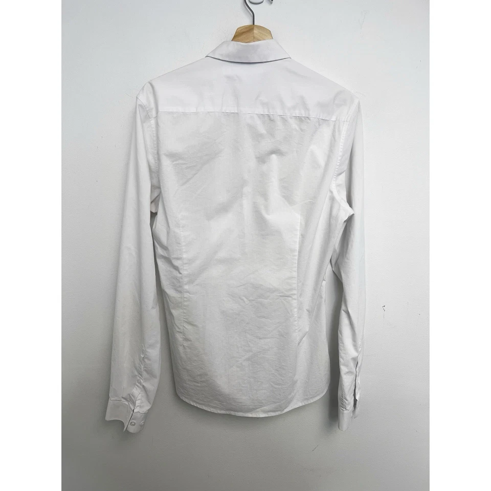 Asos Shirt Mens M Medium Long White Long Sleeve Solid Regular Fit Preppy - Image 2 of 4