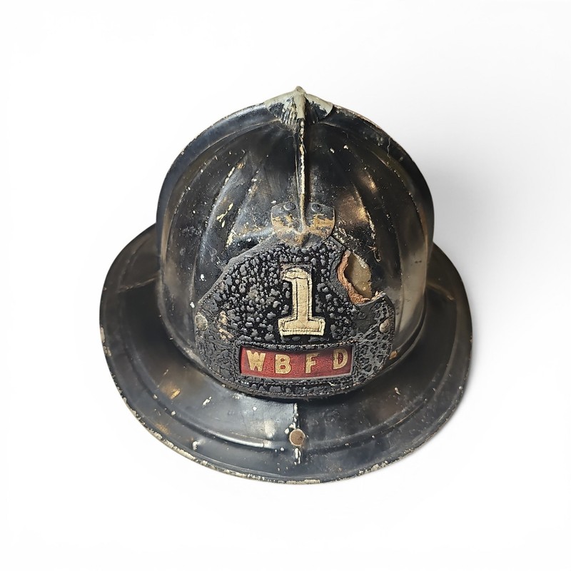 Vintage Aluminum Cairns Bros Fire Helmet W/ Leather Badge - West Brownsville PA 