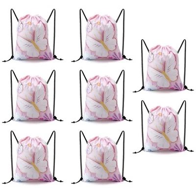 8 Stück Turnbeutel für Kinder, Rucksack mit Kordelzug für Kinder, Butterfly K... - Bild 1 von 4