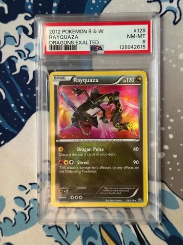 2012 Pokemon Black & White Dragons Exalted 128 Rayquaza Shiny Psa 8 NM Near Mint