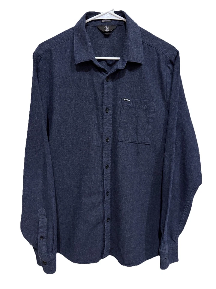 Men's Volcom Caden Flannel Long Sleeve Button Down Blue Size Large - Image 3 of 4