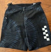 Vans Shorts Swim Board Mens 28 Black  White Checker Blue Tie dye. Side Pocket