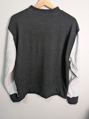 NWT Calme  By Johhny Was Womens Pullover Mock Neck Sweatshirt Black/Gray XS